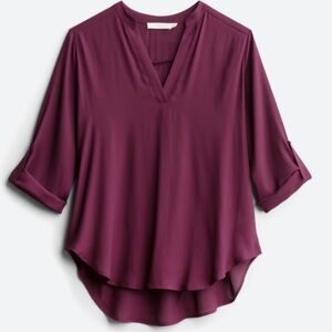 Lush Plum Curved Hem Blouse